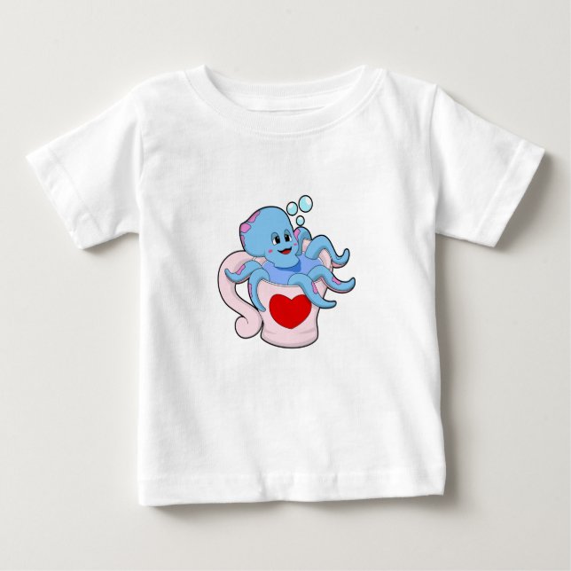 T-shirt Pour Bébé Octopus avec Coeur Cup.PNG (Devant)