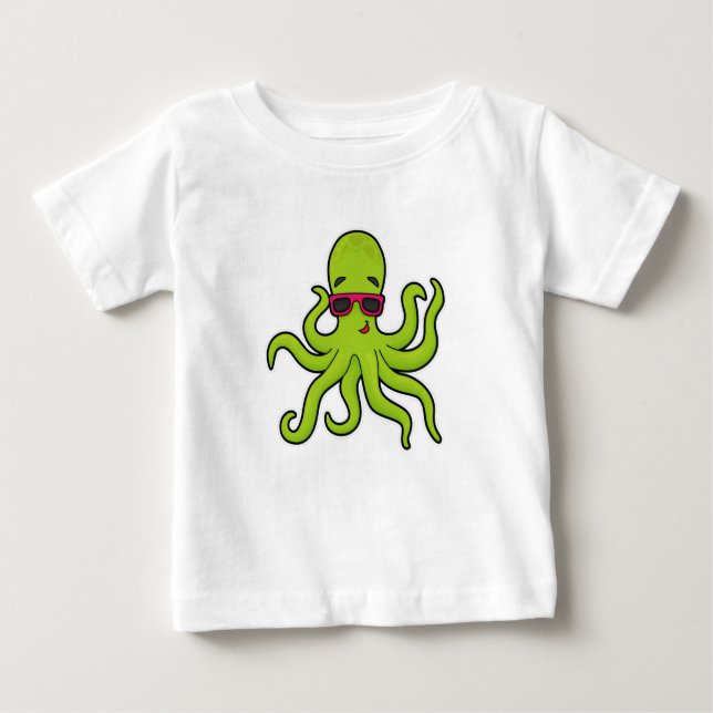 T-shirt Pour Bébé Octopus avec lunettes de soleil (Devant)