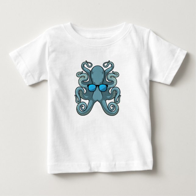 T-shirt Pour Bébé Octopus avec lunettes de soleil (Devant)