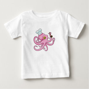 T-shirt Pour Bébé Octopus comme cuire avec cuillère en bois