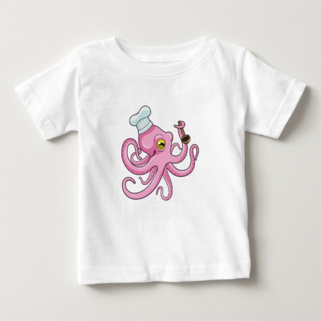 T-shirt Pour Bébé Octopus comme cuire avec cuillère en bois (Devant)