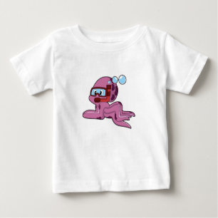 T-shirt Pour Bébé Octopus comme plongeur avec tuba