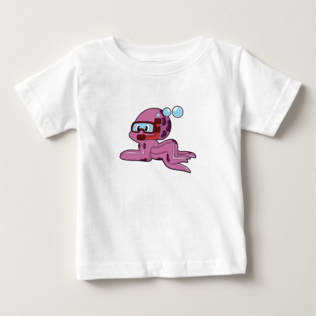 T-shirt Pour Bébé Octopus comme plongeur avec tuba (Devant)