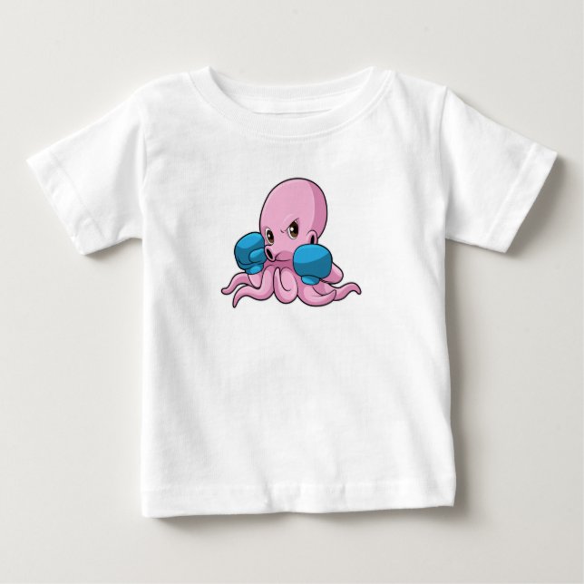 T-shirt Pour Bébé Octopus en boîte avec gants de boxe (Devant)