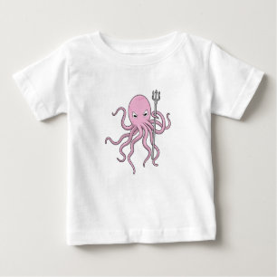 T-shirt Pour Bébé Octopus en tant qu'assistant avec Trident