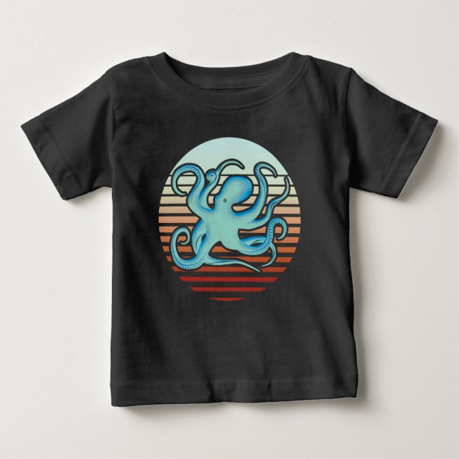 T-shirt Pour Bébé Octopus les années 70 style rétro (Devant)