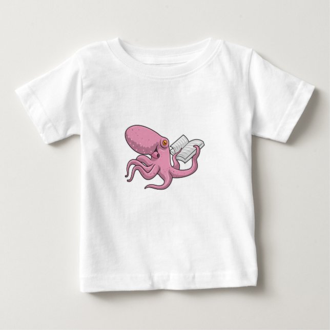 T-shirt Pour Bébé Octopus Nerd avec le livre (Devant)