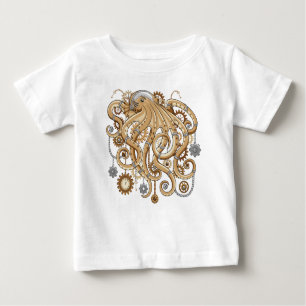 T-shirt Pour Bébé Octopus Steampunk Surreal Retro Style Machine