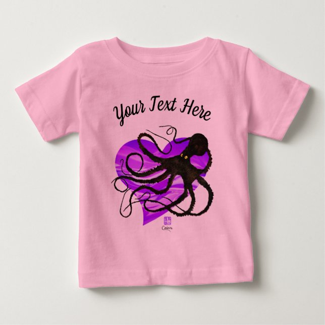 T-shirt Pour Bébé Octopus sur Lavender - Tutu Bodysuit (Devant)