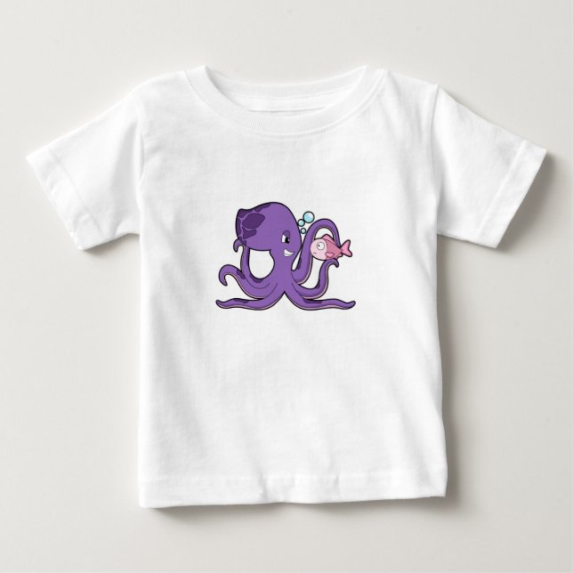 T-shirt Pour Bébé Octopus with Fish.PNG (Devant)