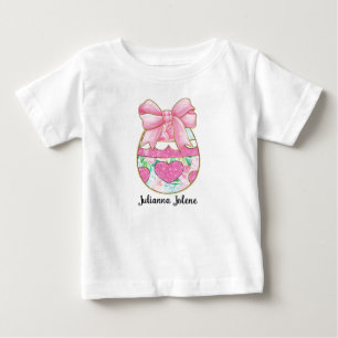 T-shirt Pour Bébé Œuf de Pâques Pailleté Nom Personnalisé Coquette
