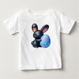 T-shirt Pour Bébé Oeuf Décoré Festif Lapin Noir Holding