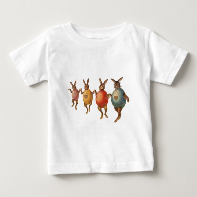 T-shirt Pour Bébé Oeufs dansants lapins de Pâques (Devant)