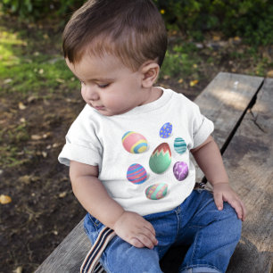 T-shirt Pour Bébé Oeufs de Pâques Chasse aux oeufs de Pâques Oeufs d