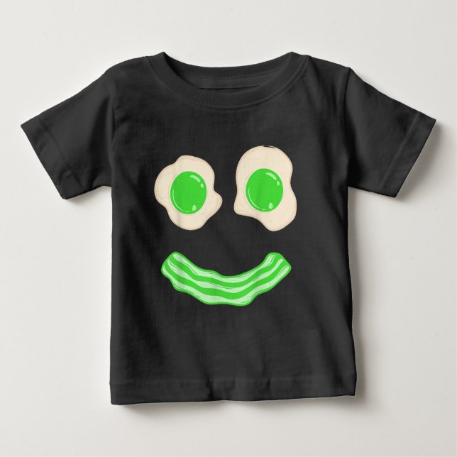 T-shirt Pour Bébé Oeufs verts Jambon Smile Face Brunch Petit déjeune (Devant)