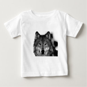 T-shirt Pour Bébé Œuvre d'art loup noir et blanc