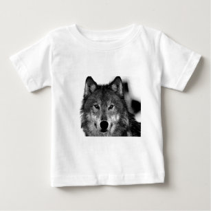 T-shirt Pour Bébé Oeuvre de Loup noir et blanc