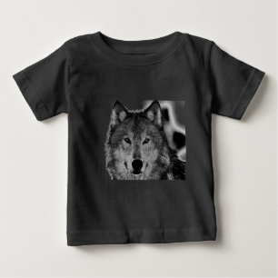 T-shirt Pour Bébé Oeuvre de Loup noir et blanc