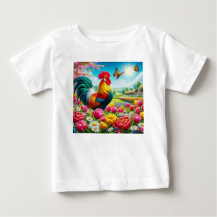T-shirt Pour Bébé OEuvre florale/de printemps/de poulet