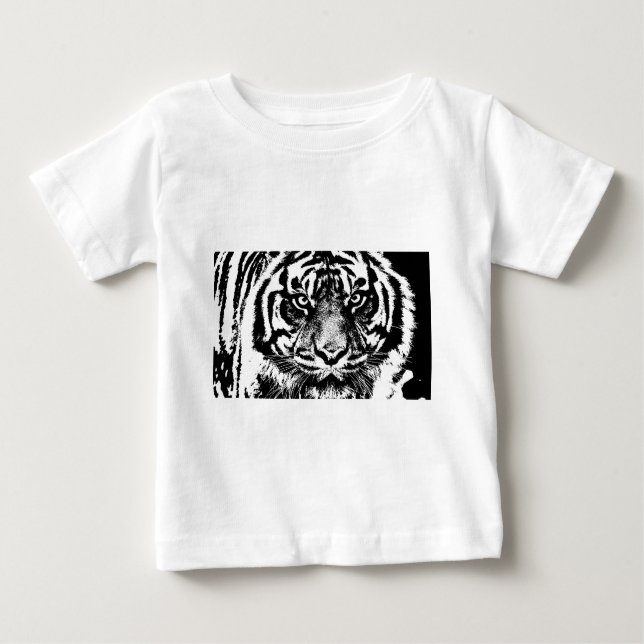 T-shirt Pour Bébé OEuvre oculaire noir blanc Sumatra Bornéo Tiger (Devant)