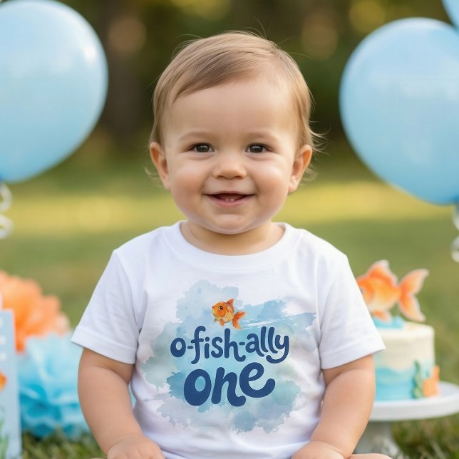 T-shirt Pour Bébé Ofishally One Fishing Boy 1st Birthday (Créateur téléchargé)