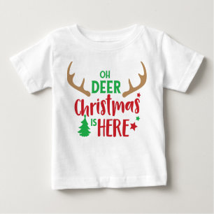 T-shirt Pour Bébé Oh Deer Christmas Is Here, Christmas Tree, Antlers