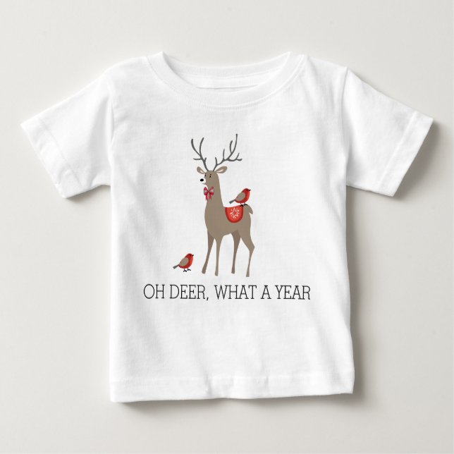 T-shirt Pour Bébé OH DEER QUOI PAR AN - Beaux oiseaux de Noël (Devant)