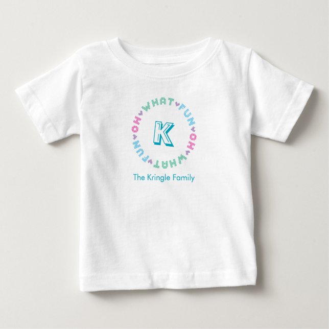 T-shirt Pour Bébé Oh Quel Amusant Doux moche Typographie Monogramme (Devant)