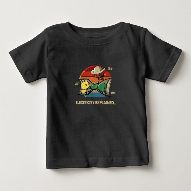T-shirt Pour Bébé Ohm Volt Amp Electricity Expliqué Electricien (Devant)