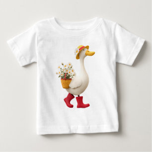 T-shirt Pour Bébé Oie avec panier de fleurs – Canard mignon pour enf