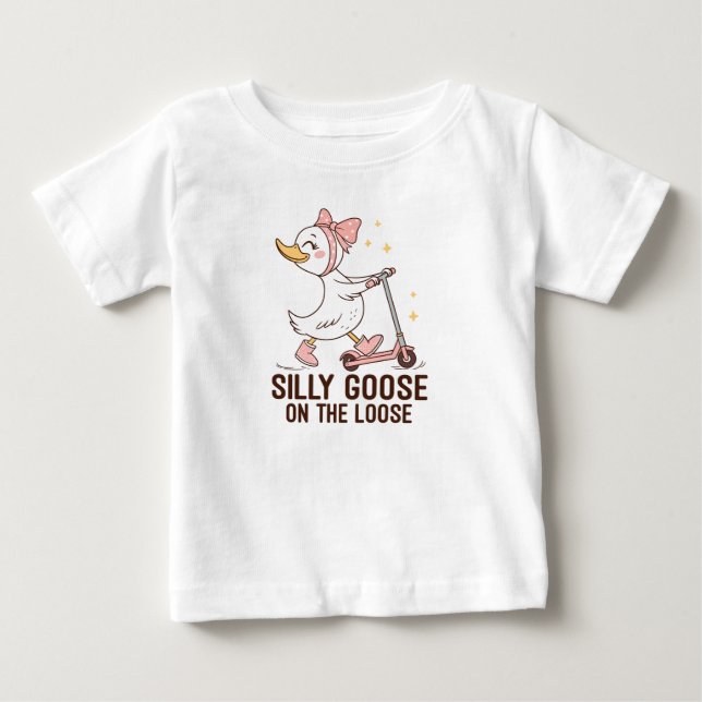 T-shirt Pour Bébé Oie Idiote en Liberté  (Devant)