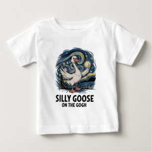 T-shirt Pour Bébé Oie Idiote sur le Gogh Parodie Drôle Oies Oiseau