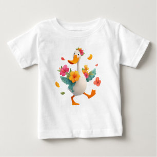 T-shirt Pour Bébé Oie Kawaii Danseuse – Canard Mignon avec Fleurs po