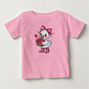 T-shirt Pour Bébé Oie Mignonne aux Fraises pour Enfants