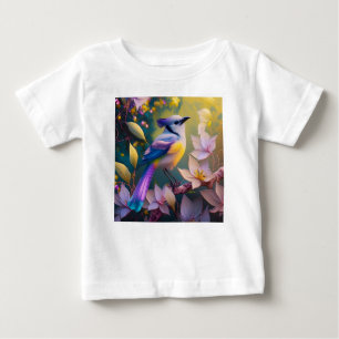 T-shirt Pour Bébé Oiseau à poitrine jaune violet