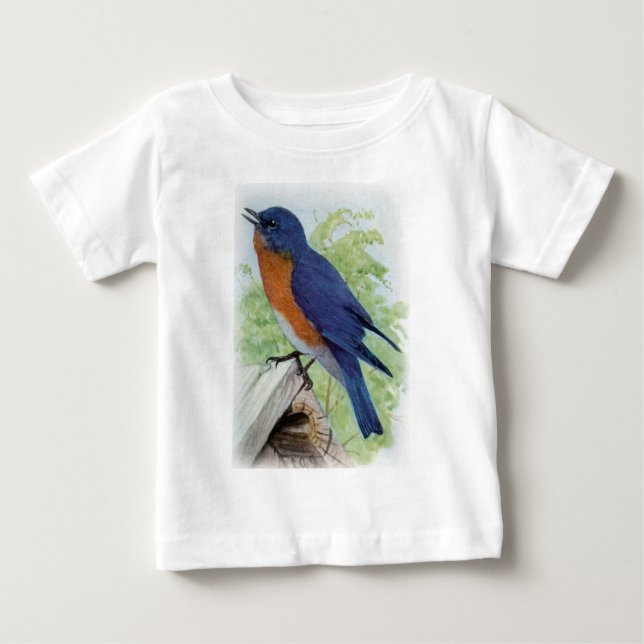 T-shirt Pour Bébé Oiseau bleu (Devant)