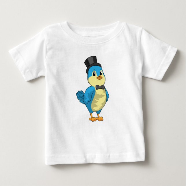 T-shirt Pour Bébé Oiseau comme chambre avec ruban (Devant)