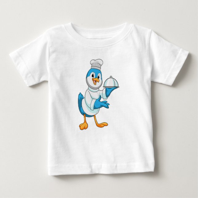 T-shirt Pour Bébé Oiseau comme cuire avec Platter (Devant)