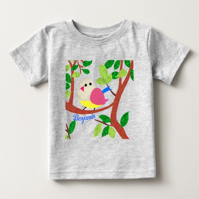 T-shirt Pour Bébé Oiseau dans un arbre (Devant)