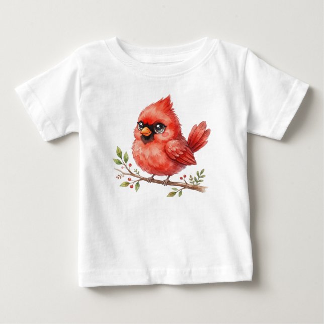 T-shirt Pour Bébé Oiseau de la forêt - Cardinal mignon (Devant)
