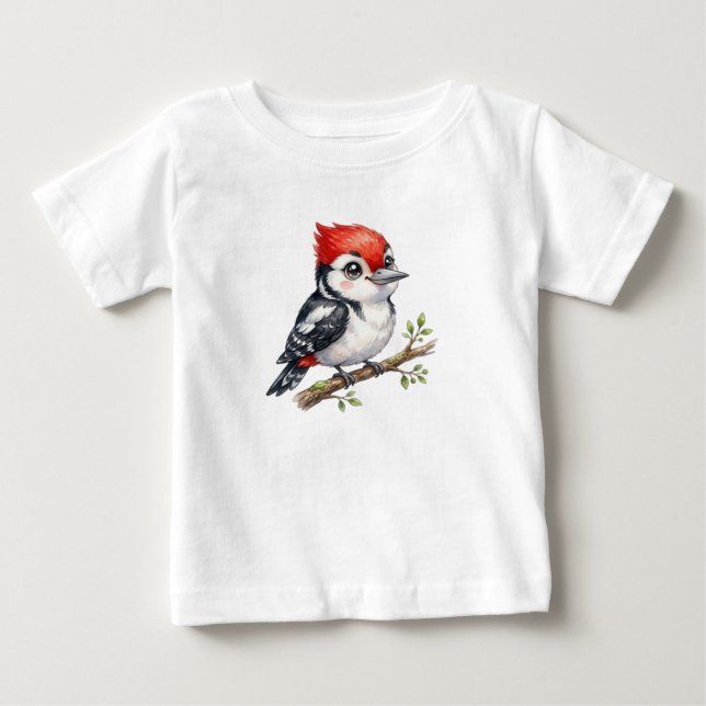T-shirt Pour Bébé Oiseau de la forêt - Pic mignon (Devant)