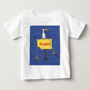 T-shirt Pour Bébé Oiseau de mer amusant entouré de dessins animés de