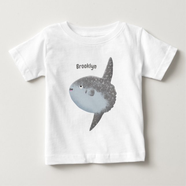T-shirt Pour Bébé Oiseau de mer mola mola mignonne caricature (Devant)