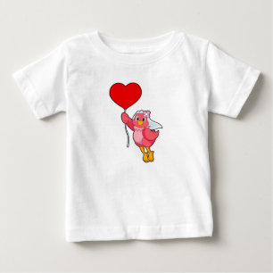 T-shirt Pour Bébé Oiseau en fiancée avec voile et ballon en forme de
