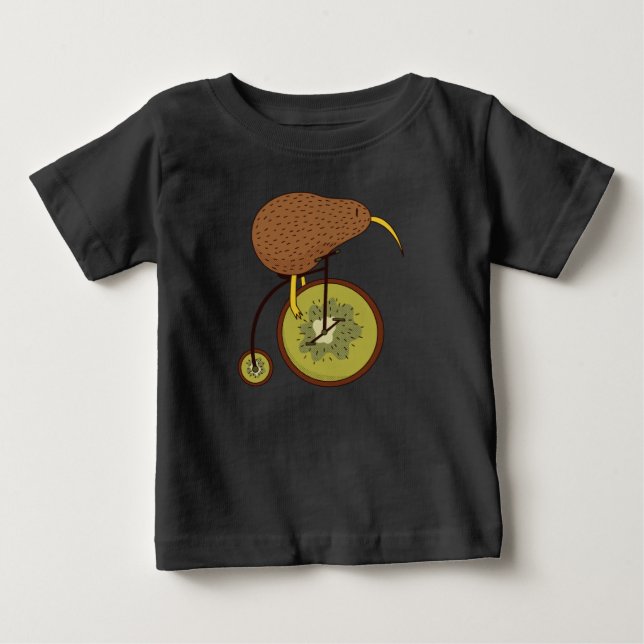 T-shirt Pour Bébé Oiseau Kiwi à Vélo (Devant)