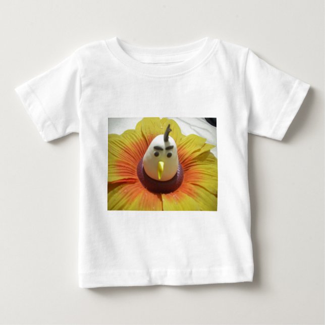 T-shirt Pour Bébé Oiseau sculpté en Tournesol Imprimer (Devant)