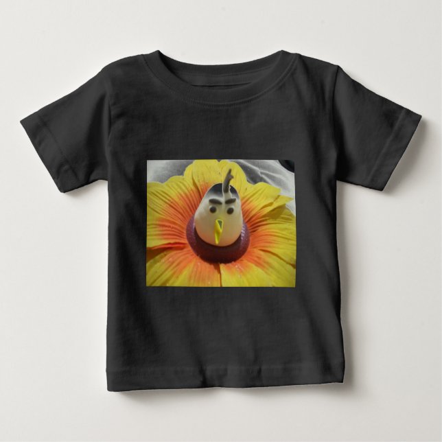 T-shirt Pour Bébé Oiseau sculpté en Tournesol Imprimer (Devant)