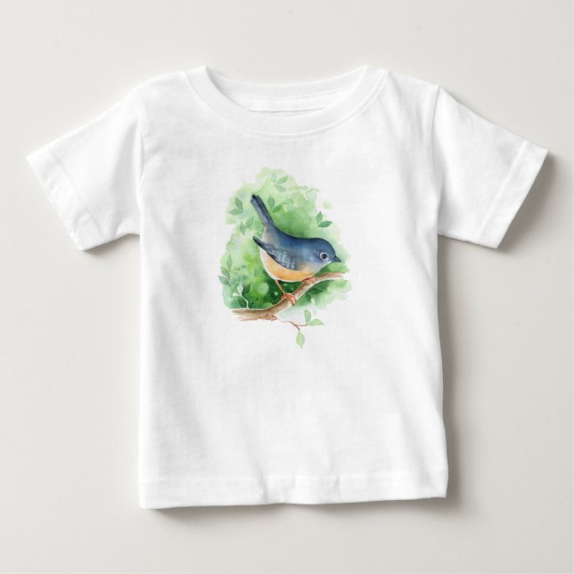 T-shirt Pour Bébé Oiseau sur branche (Devant)