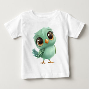 T-shirt Pour Bébé Oiseau Vert Chibi – Enfants de Dessin Animé aux Gr