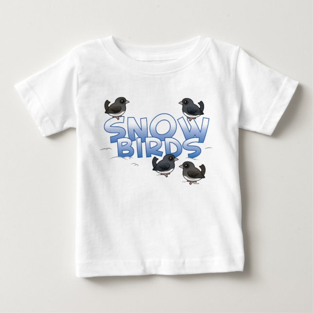 T-shirt Pour Bébé Oiseaux de Neige (Devant)